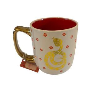 Gold and Red Ceramic Mug with Year of the Snake Design. Very Cool Looking!